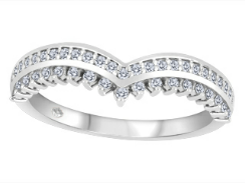 14K White Gold 0.25ctw Round Lab Grown V Shape Diamond Women's Wedding Band