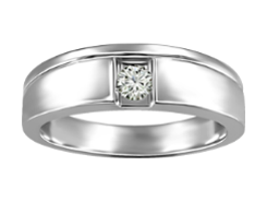 10K White Gold 0.20ctw Pear Lab Grown Accented Diamond Men's Wedding Band