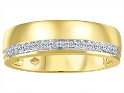 10K Yellow Gold 0.14ctw Round Lab Grown Accented Diamond Men's Wedding Band