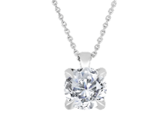 Solitaire 14K White Gold Round, Lab Grown, Diamond, Pendant