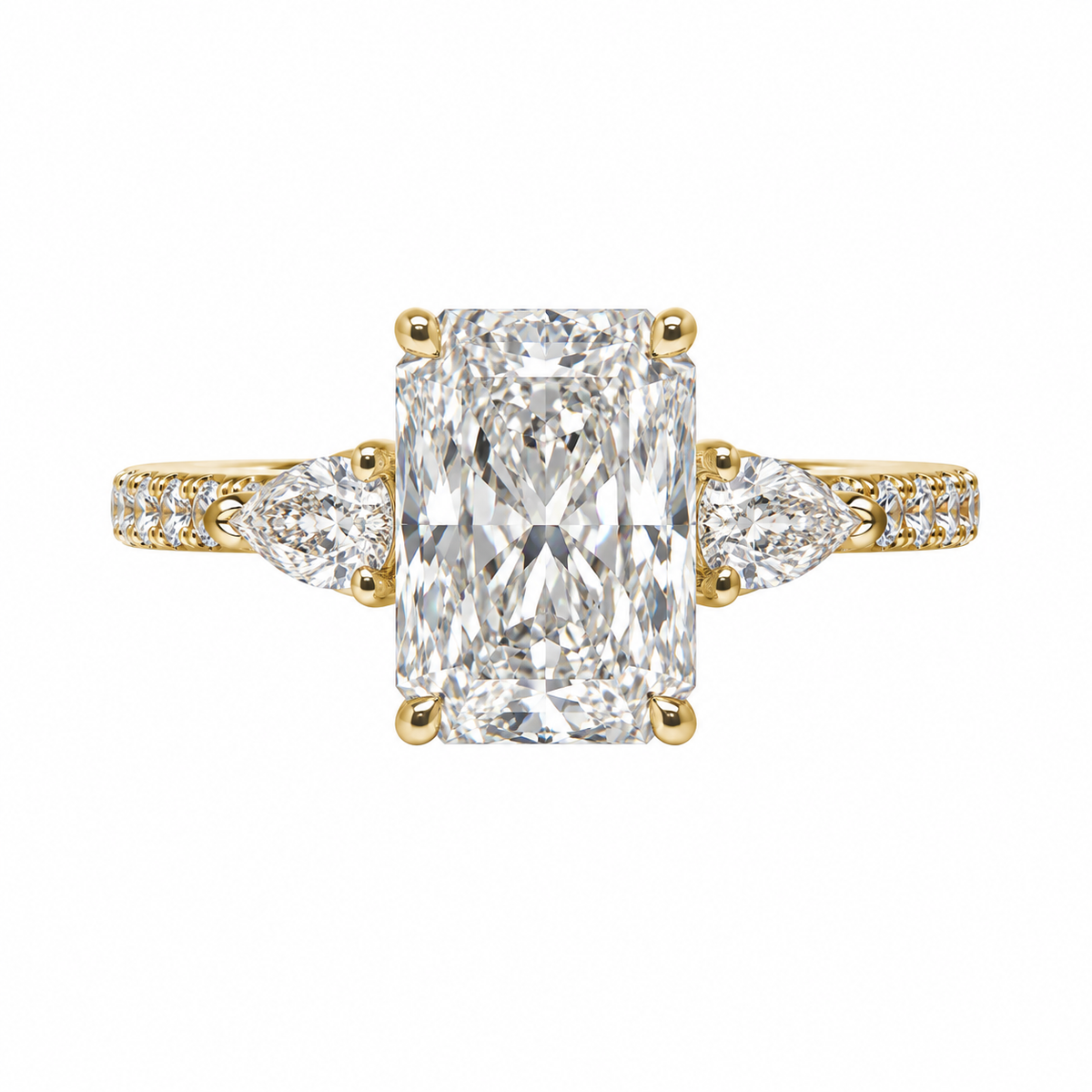 14K Yellow Gold 2.03ctw Radiant Lab Grown Pave Diamond Engagement Ring