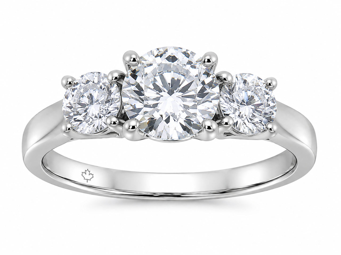14K White Gold 1.70ctw Round Lab Grown Three Stone Diamond Engagement Ring