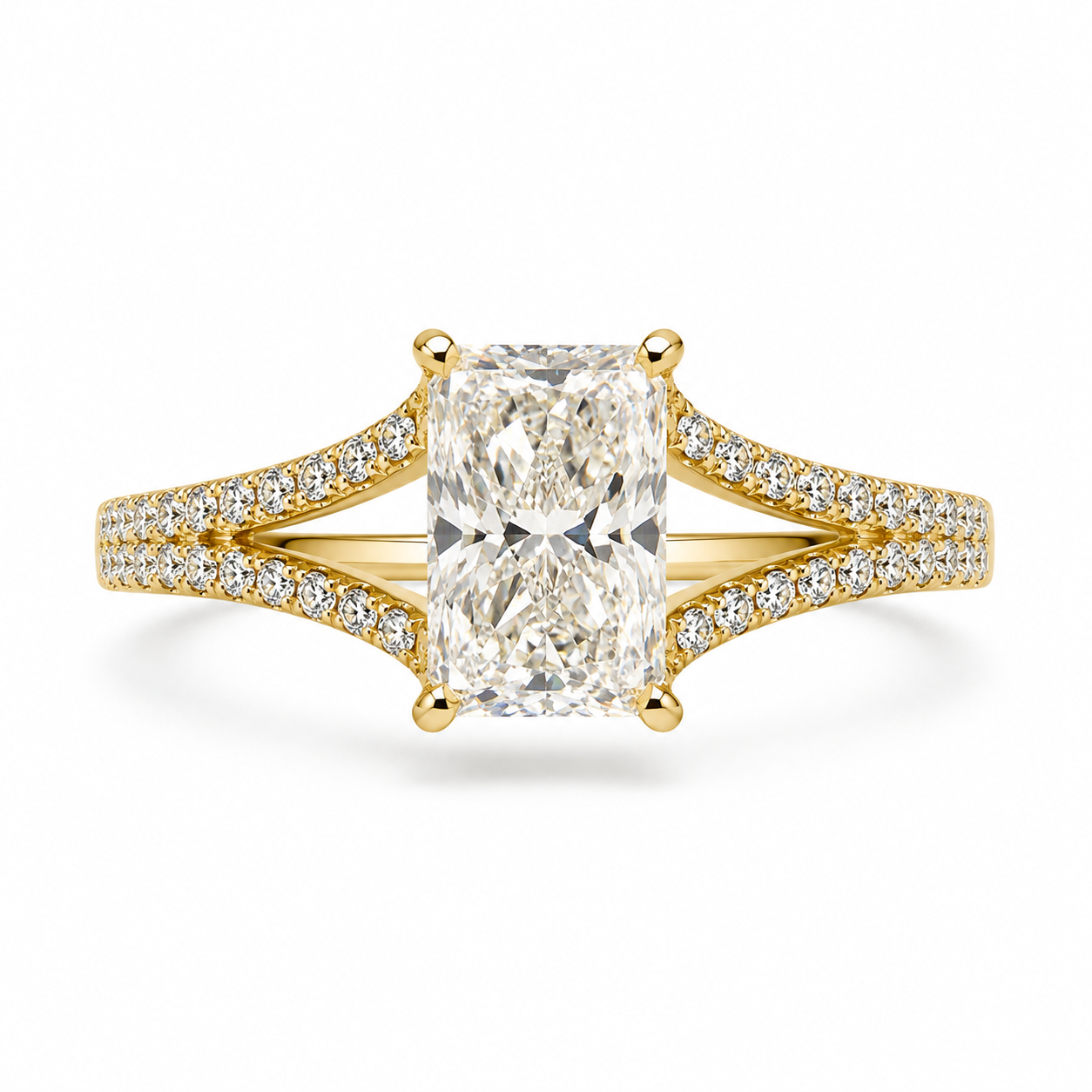 14K Yellow Gold 2.08ctw Radiant Lab Grown Diamond Engagement Ring