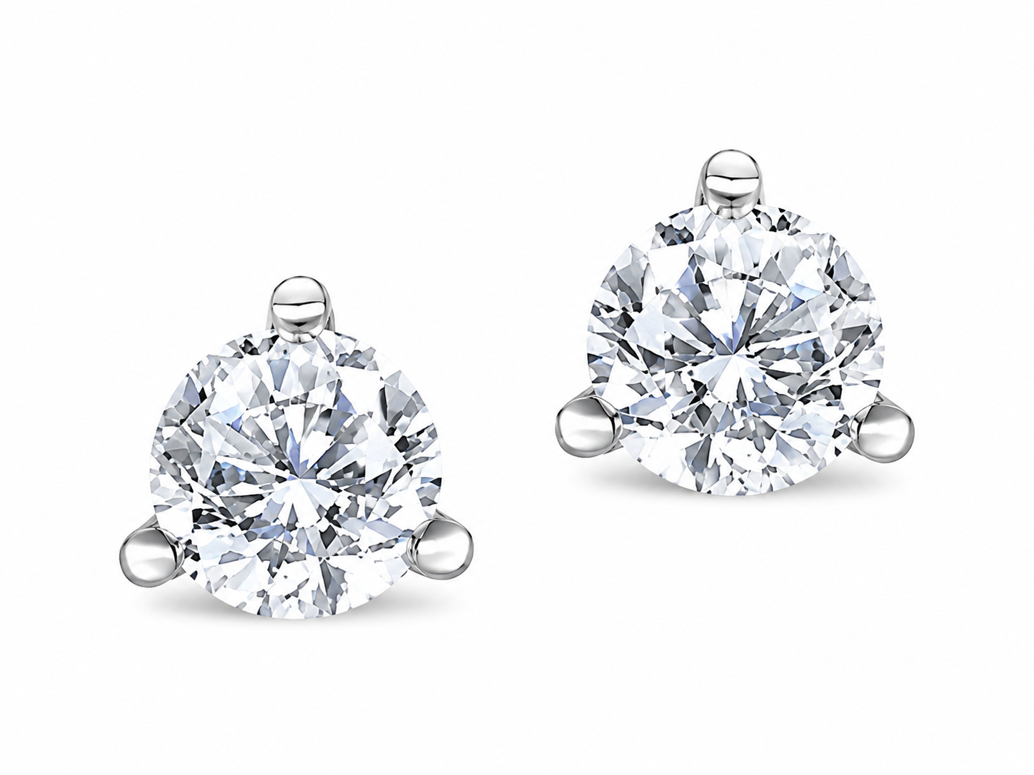 14K White Gold Round 0.30, Lab Grown, Diamond, Earrings