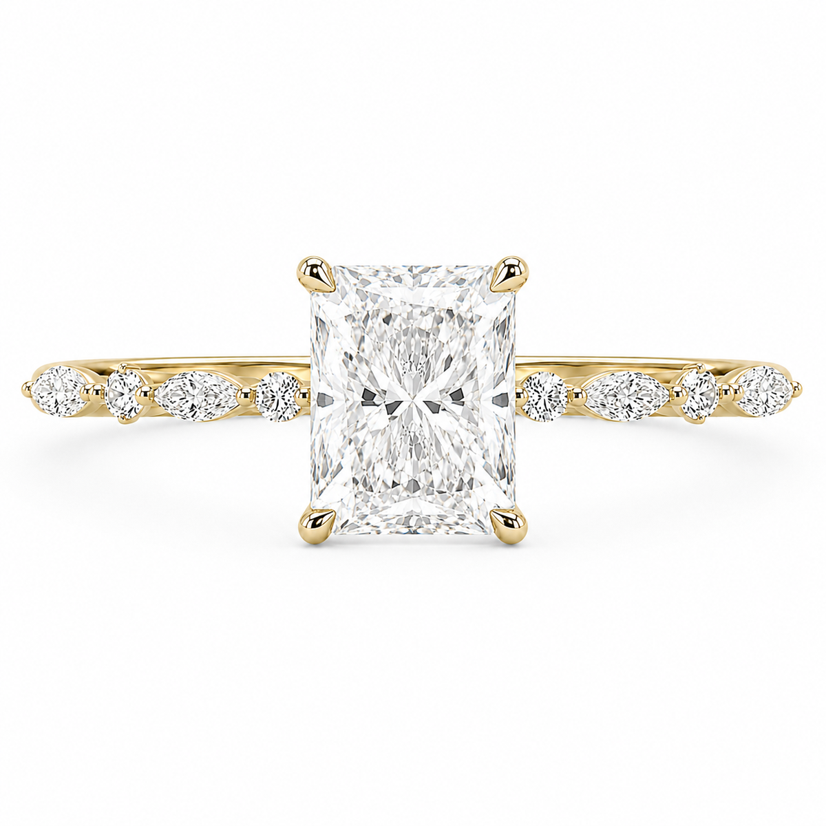 14K Yellow Gold 4.06ctw Radiant Lab Grown Modern Diamond Engagement Ring