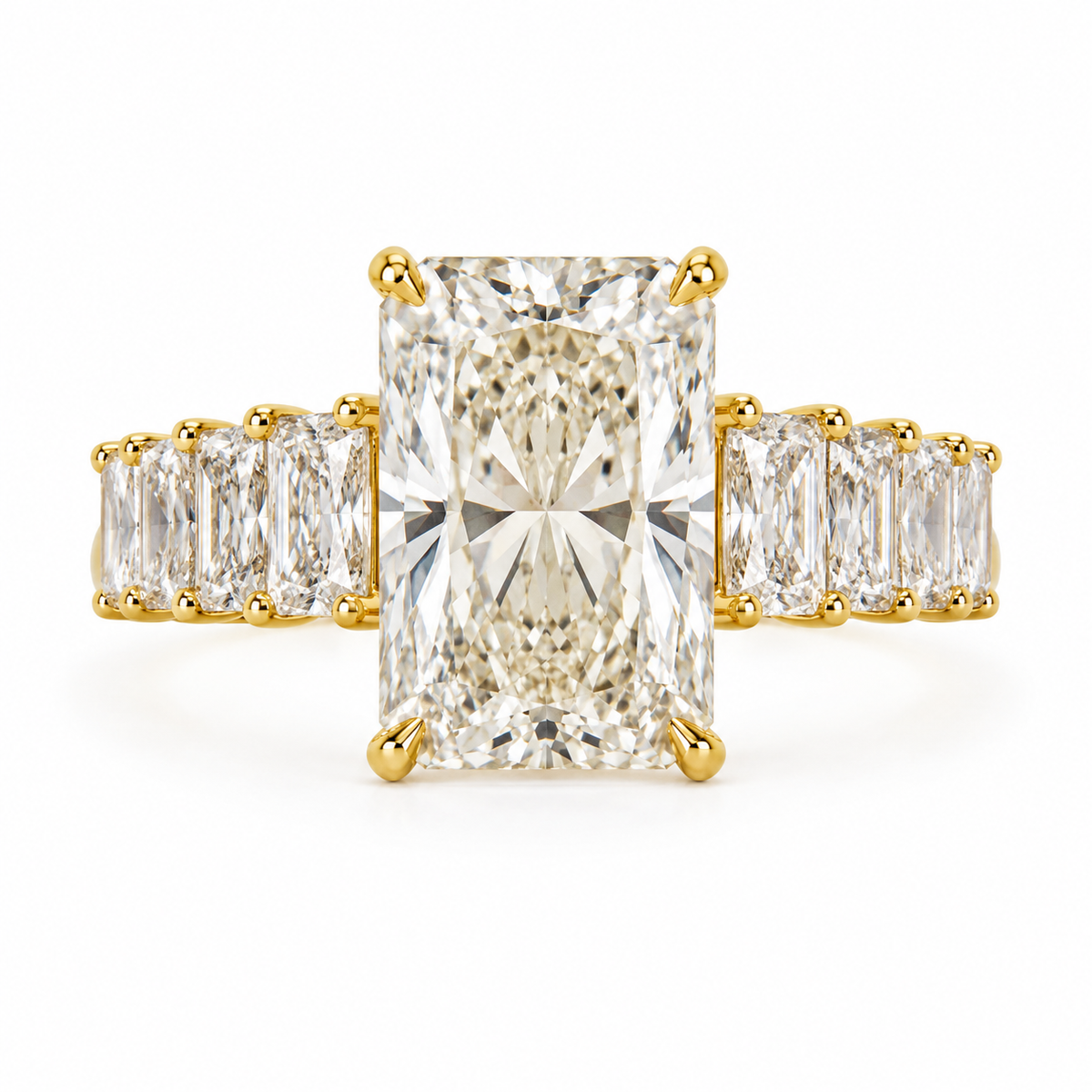 14K Yellow Gold 5.02ctw Radiant Lab Grown Hidden Halo Diamond Engagement Ring