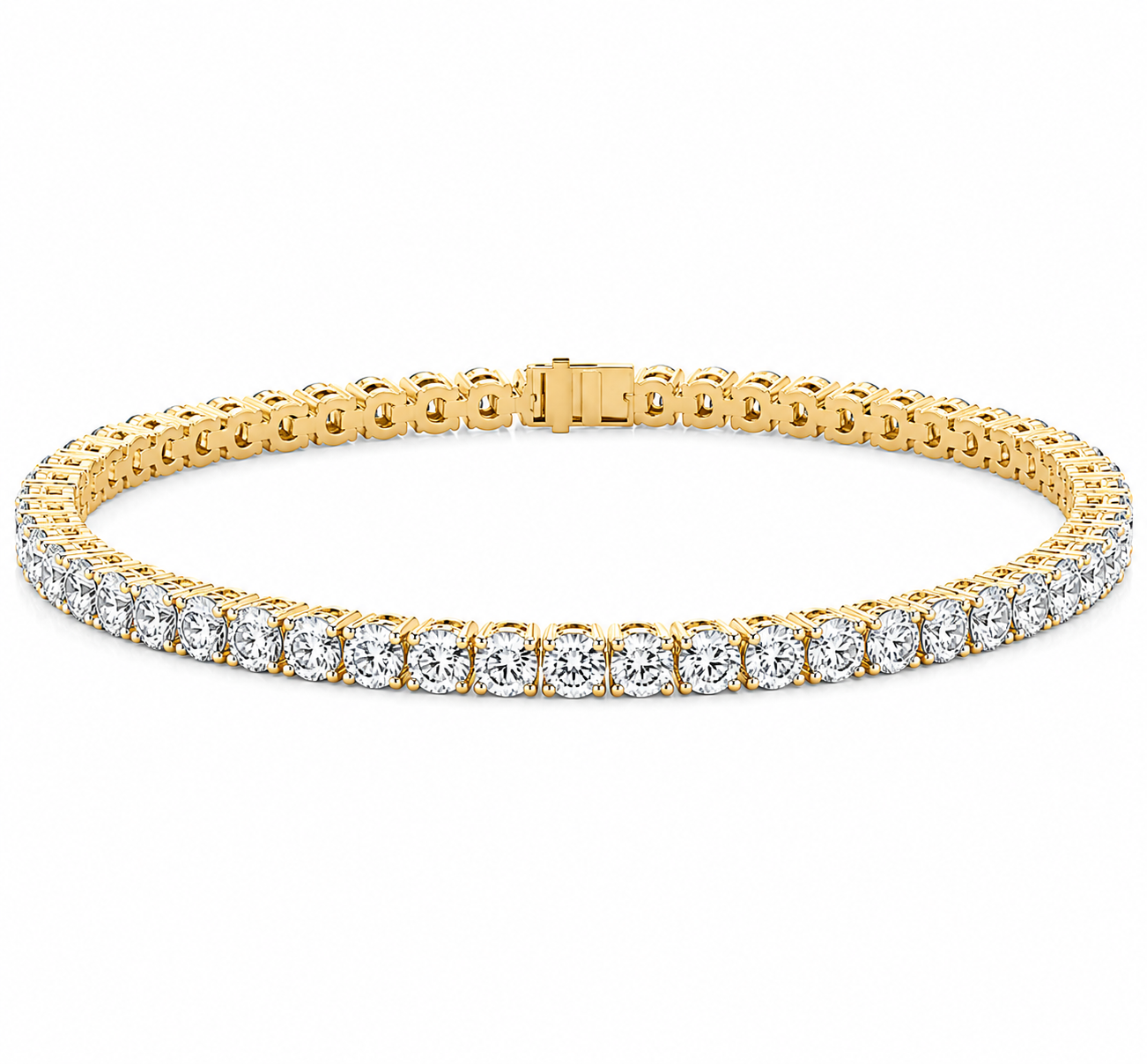 Tennis 14K Yellow Gold Round 6.50, Lab Grown, Diamond, Bracelet
