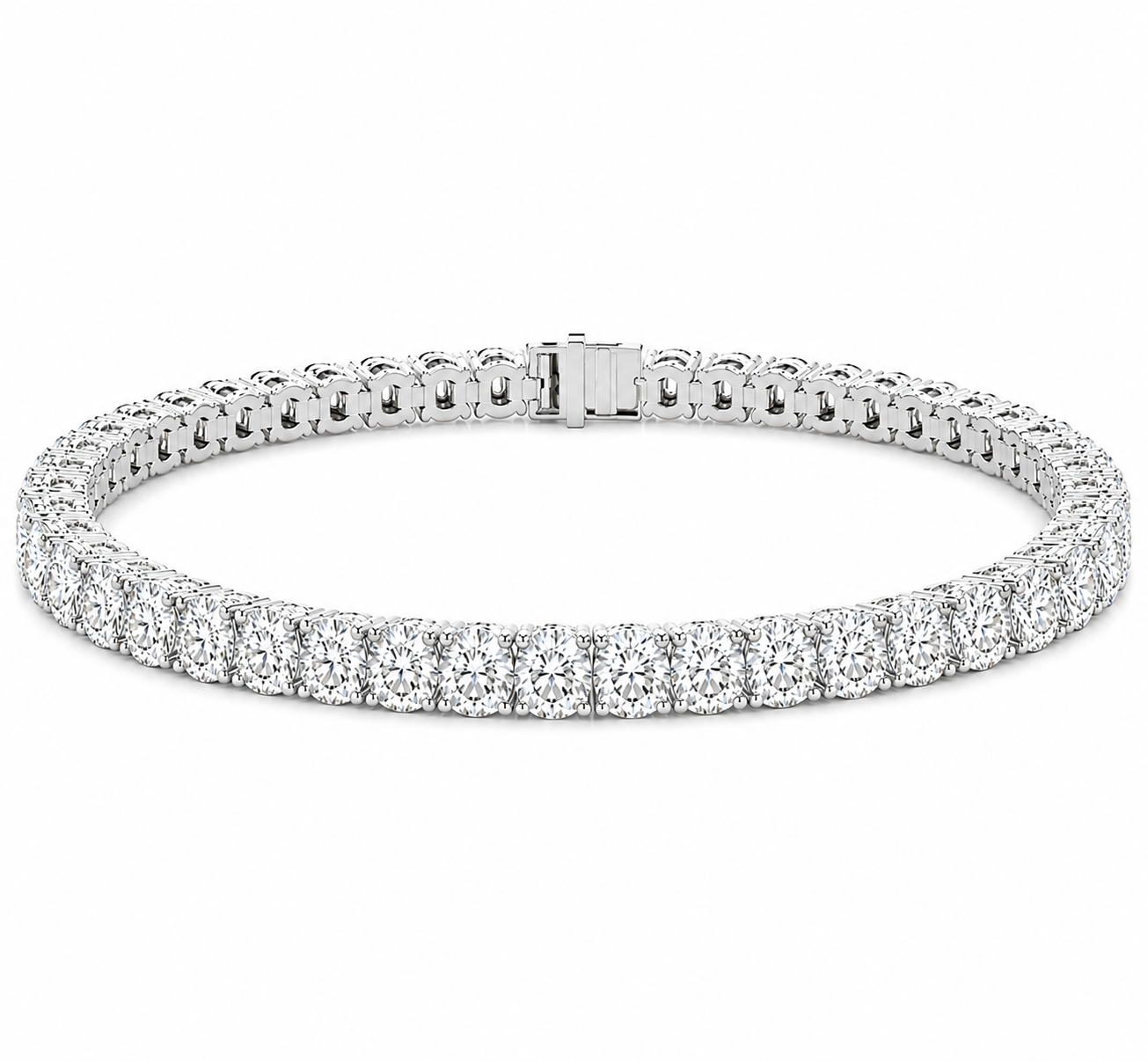 Tennis 14K White Gold Round 10.00, Lab Grown, Diamond, Bracelet