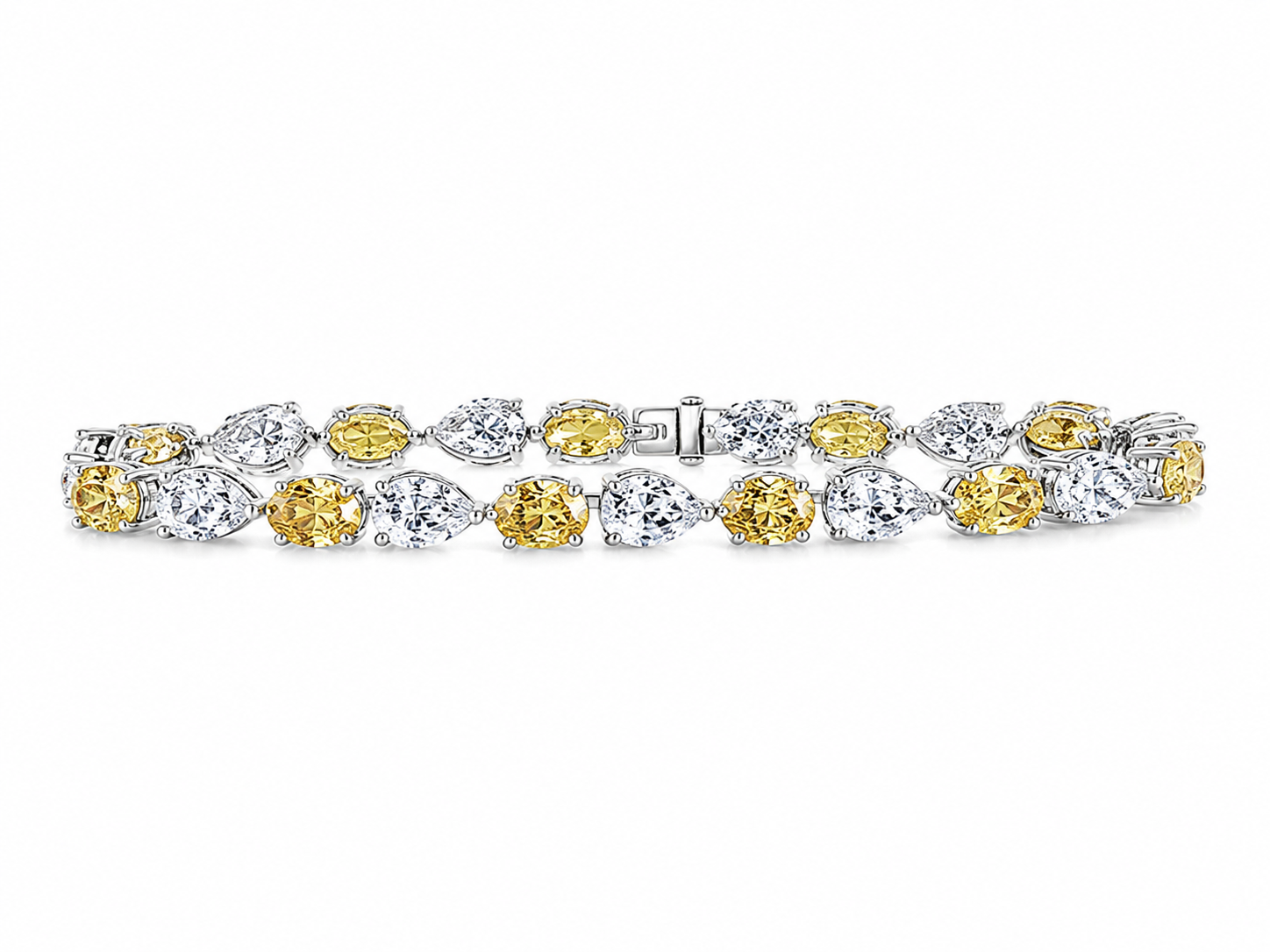 Tennis 14K White Gold Pear 8.80, Lab Grown, Diamond, Bracelet