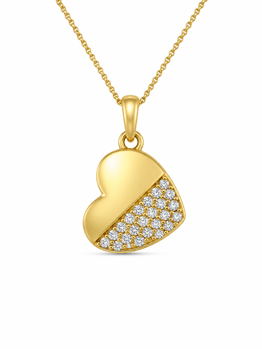 Heart 10K Yellow Gold Round, Lab Grown, Diamond, Pendant