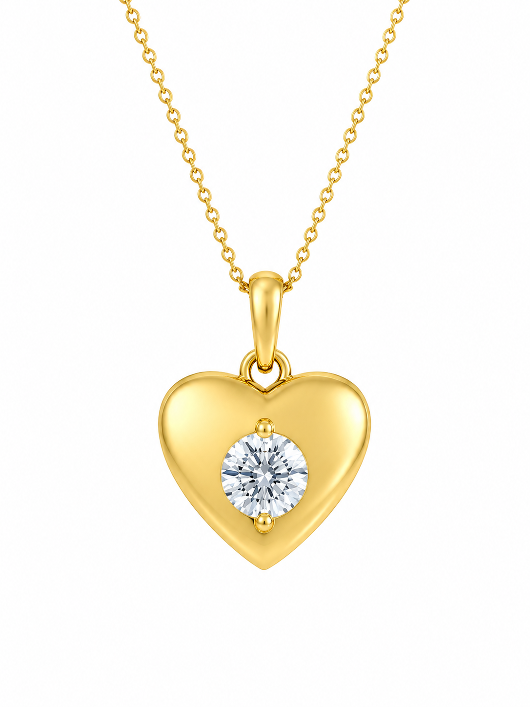 Heart 10K Yellow Gold Round, Lab Grown, Diamond, Pendant