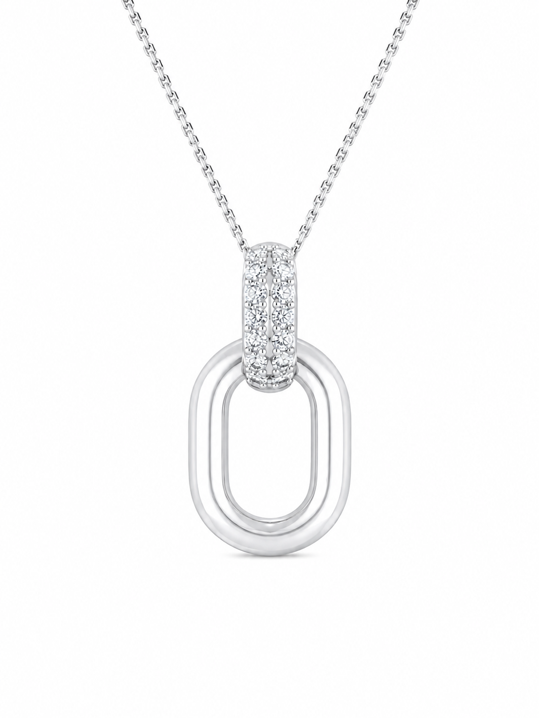 Free Form 10K White Gold Round, Lab Grown, Diamond, Pendant