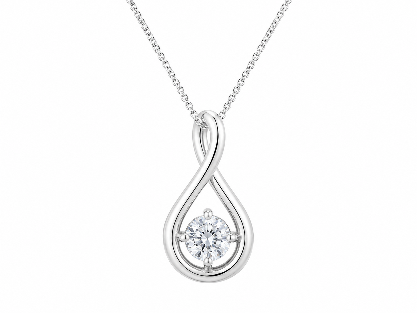 Drop 10K White Gold Round, Lab Grown, Diamond, Pendant