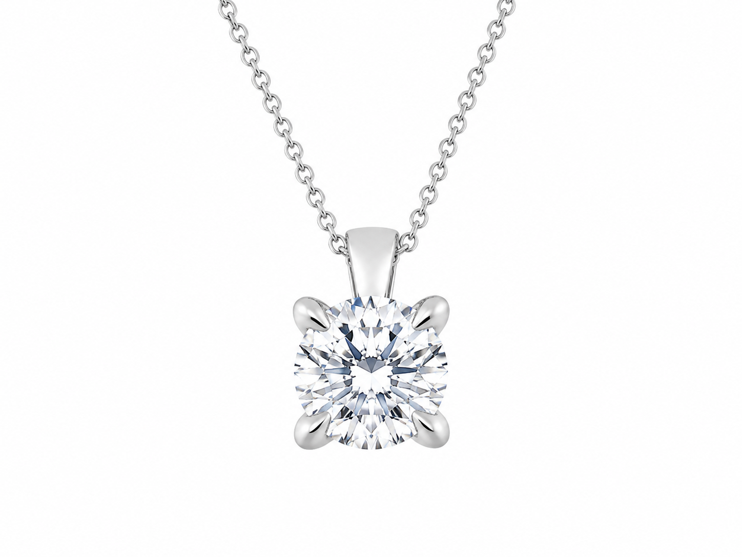 Solitaire 14K White Gold Round, Lab Grown, Diamond, Pendant