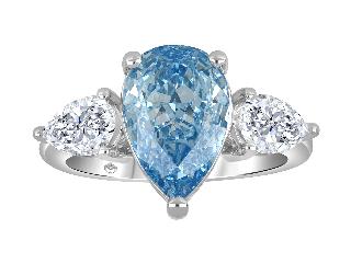 14K White Gold 3.00ctw Pear Lab Grown Three Stone Diamond Engagement Ring