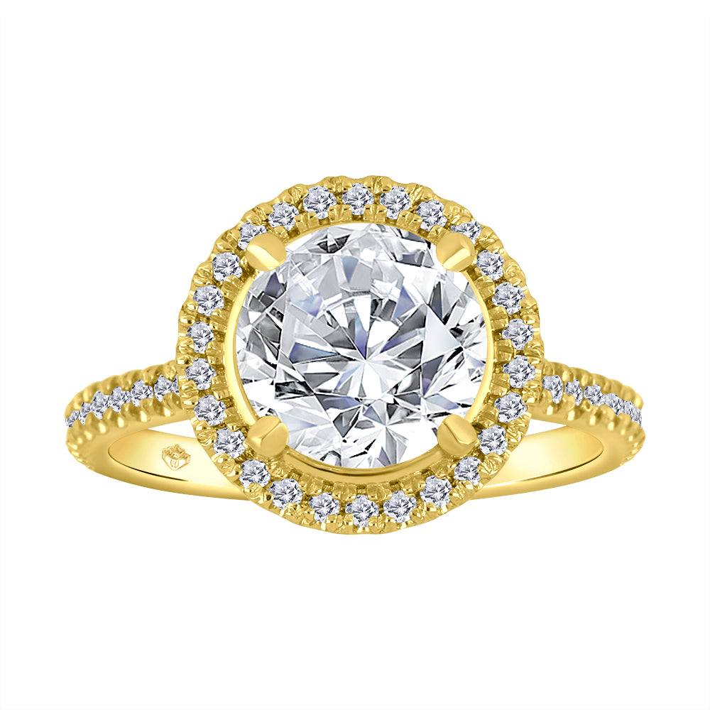 14K Yellow Gold 2.00ctw Round Lab Grown Halo Diamond Engagement Ring