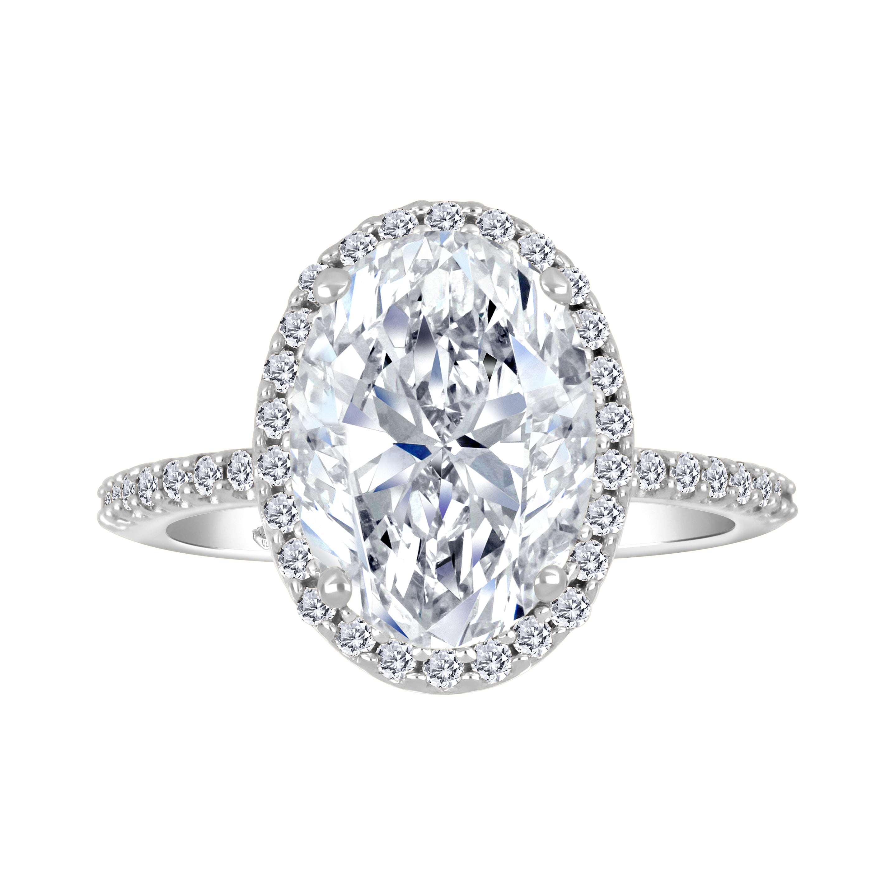 14K White Gold 2.00ctw Oval Lab Grown Halo Diamond Engagement Ring