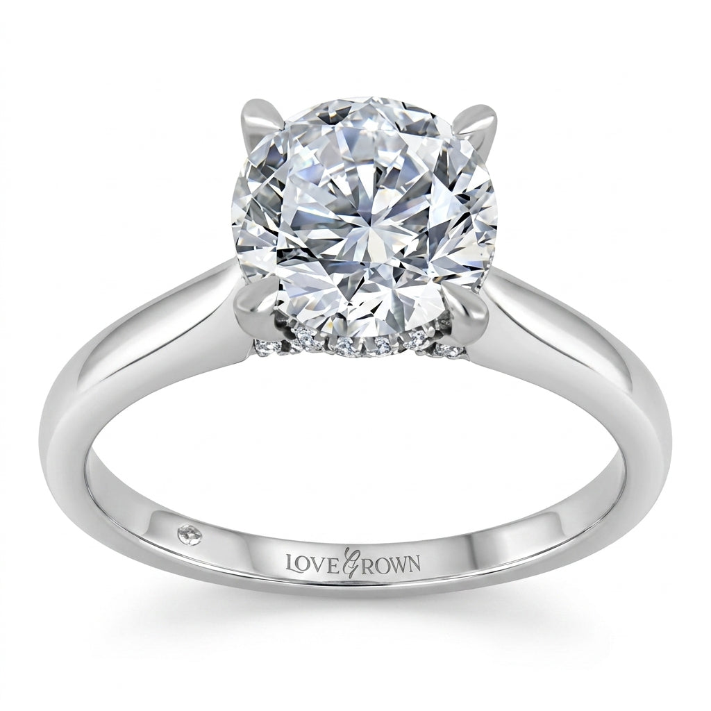 14K White Gold 4.01ctw Round Lab Grown Tiffany Diamond Engagement Ring