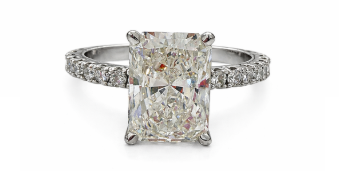 14K White Gold 3.50ctw Emerald Lab Grown Pave Diamond Engagement Ring