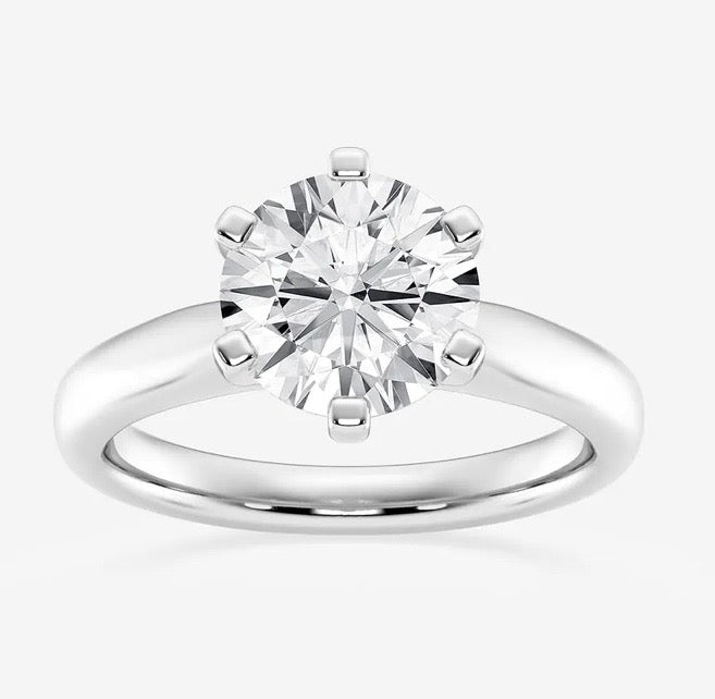 14K White Gold 3.09ctw Round Lab Grown Solitare Diamond Engagement Ring