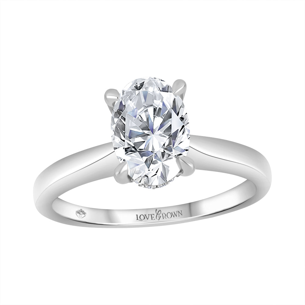 14K White Gold 3.09ctw Oval Lab Grown Solitare Diamond Engagement Ring