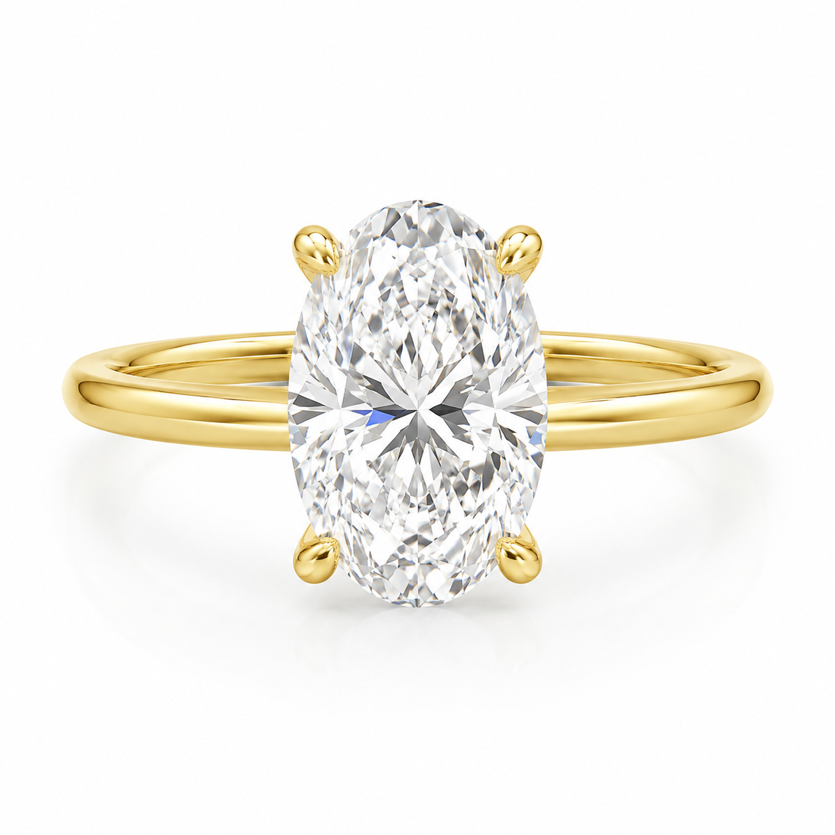 14K Yellow Gold 1.58ctw Oval Lab Grown Solitare Diamond Engagement Ring