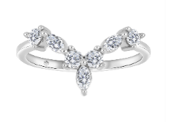 14K White Gold 0.46ctw Marquise Lab Grown V Shape Diamond Women's Wedding Band