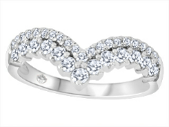 14K White Gold 0.65ctw Round Lab Grown V Shape Diamond Women's Wedding Band