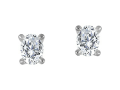 14K White Gold Oval 1.00, Lab Grown, Diamond, Earrings