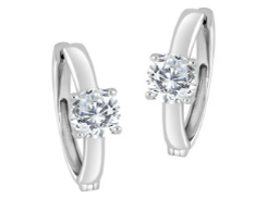14K White Gold Round 2.00, Lab Grown, Diamond, Earrings
