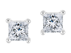 10K White Gold Princess 0.40, Lab Grown, Diamond, Earrings