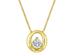Drop 10K Yellow Gold Round, Lab Grown, Diamond, Pendant