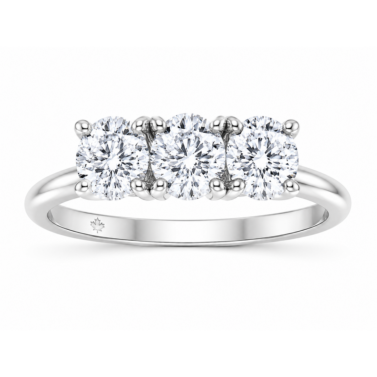 10K White Gold 2.00ctw Round Lab Grown Three Stone Diamond Engagement Ring