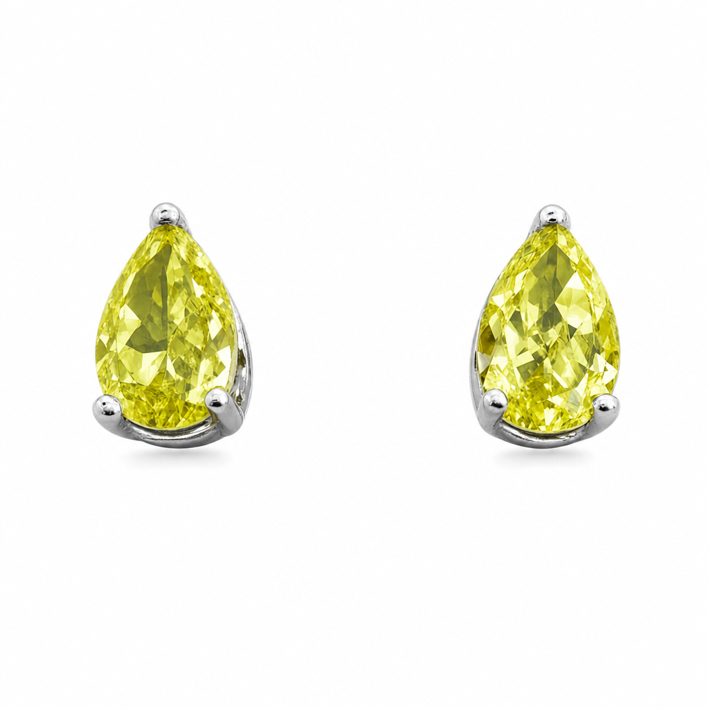 10K White Gold Pear 1.60, Lab Grown, Diamond, Earrings