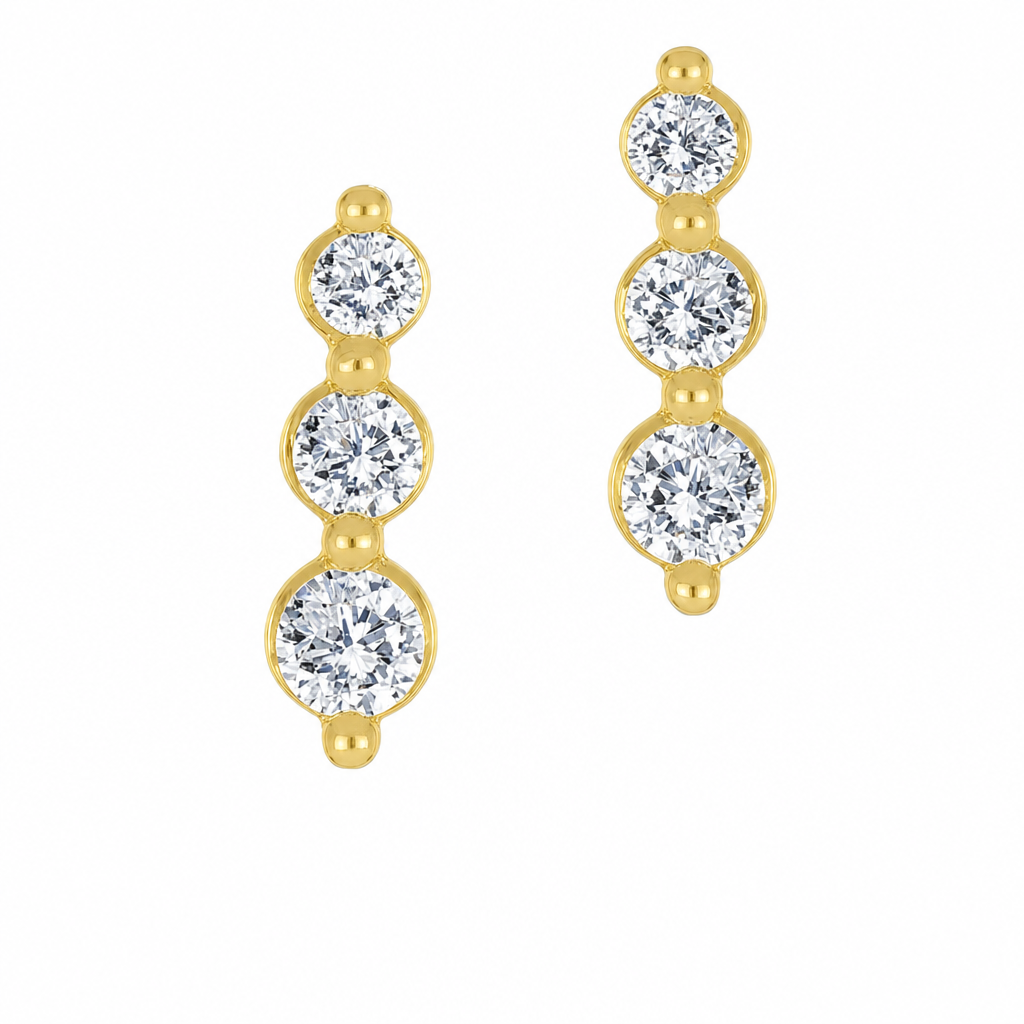 10K Yellow Gold , Lab Grown, Diamond, Earrings