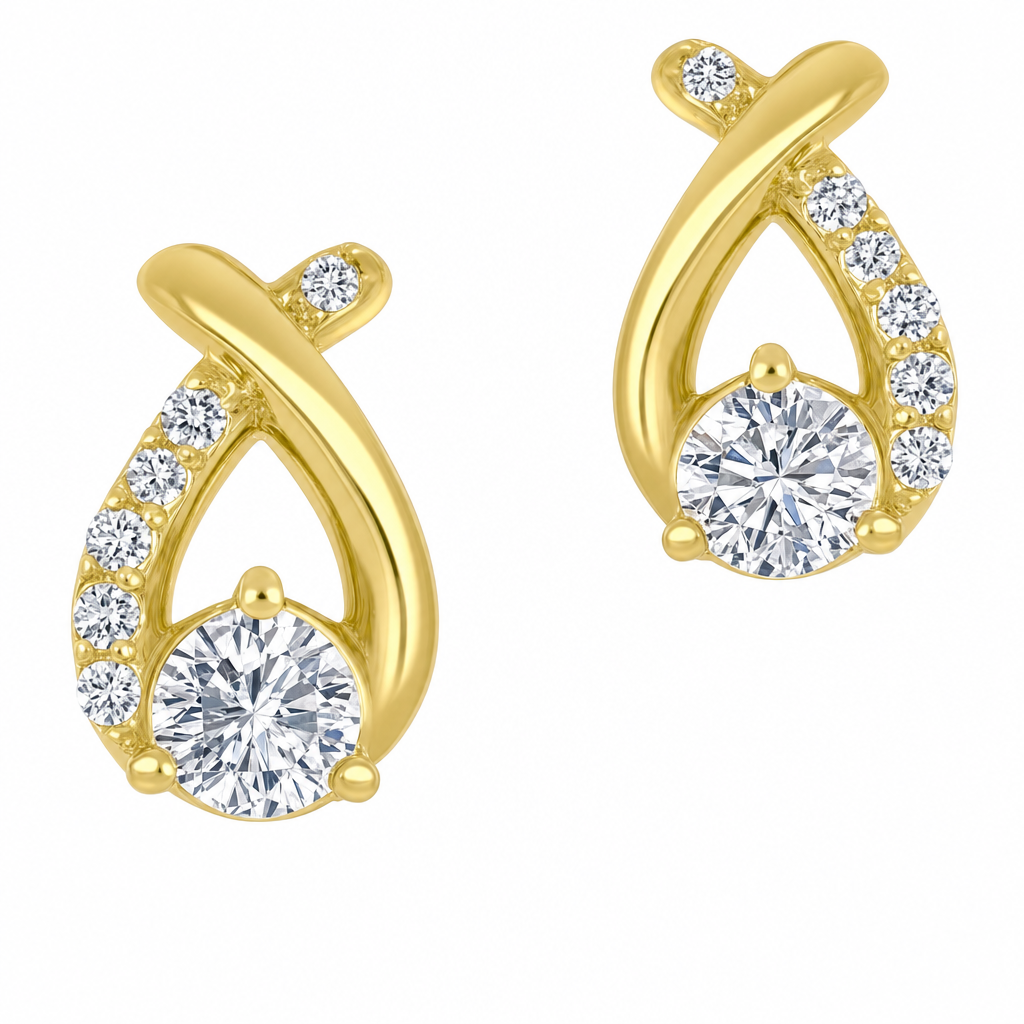 10K Yellow Gold Round 0.36, Lab Grown, Diamond, Earrings