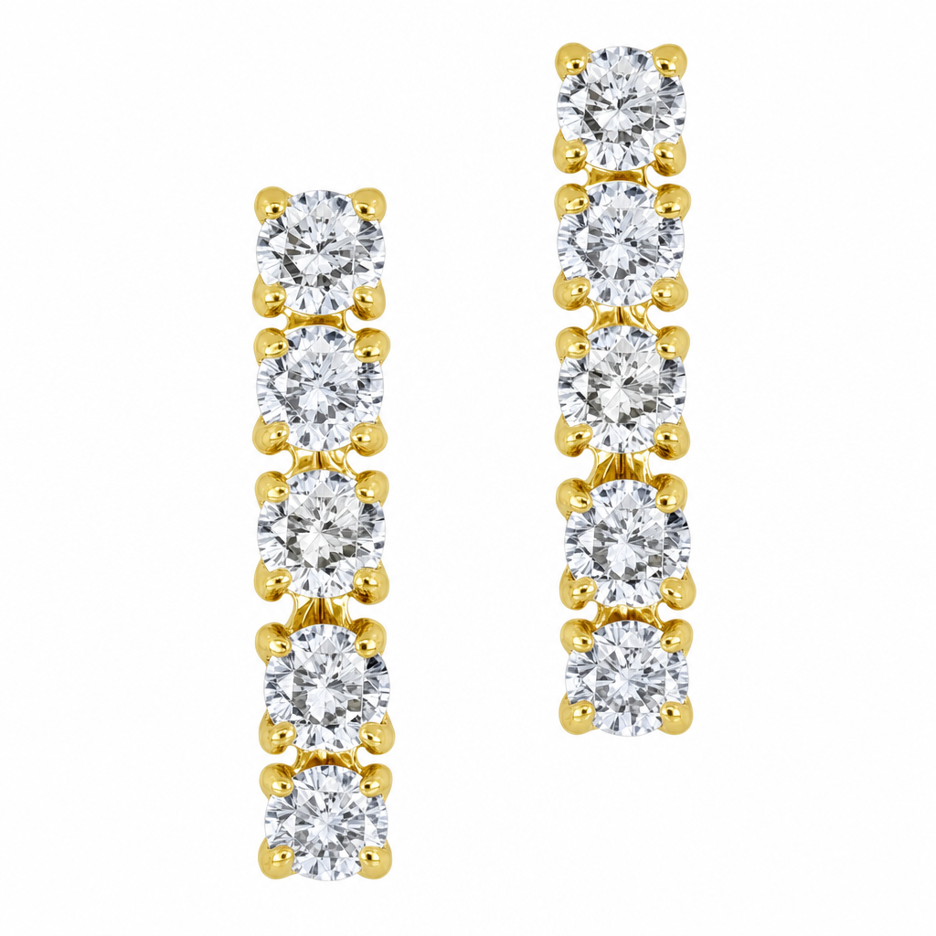 10K Yellow Gold Round 1.00, Lab Grown, Diamond, Earrings
