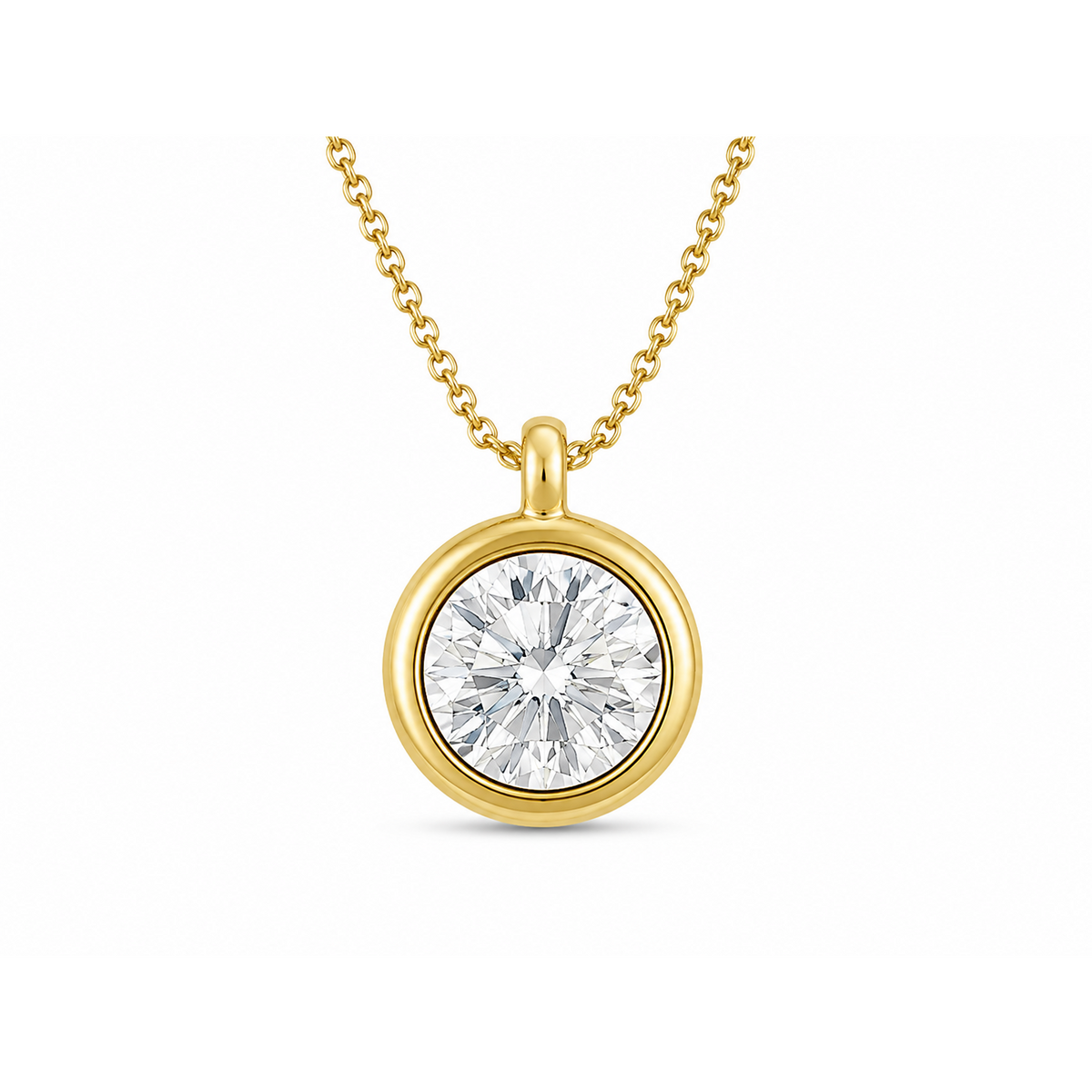 10K Yellow Gold Round, Lab Grown, Diamond, Pendant