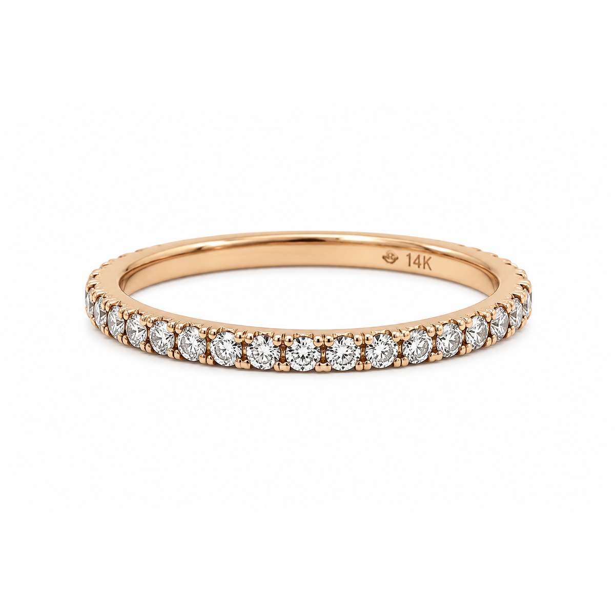 14K Rose Gold 0.40ctw Round Lab Grown Pave Diamond Women's Wedding Band