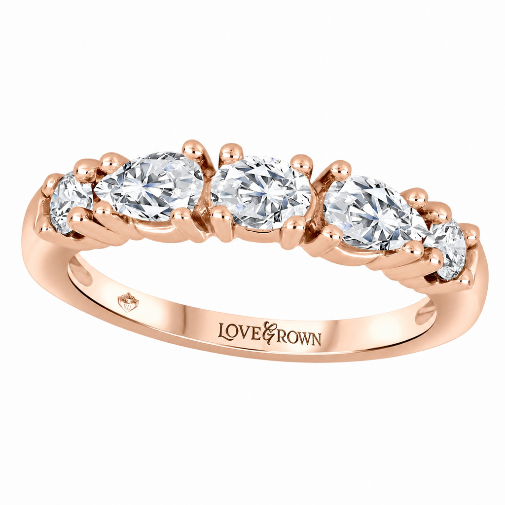 14K Rose Gold 1.00ctw Pear Lab Grown Classic Diamond Women's Wedding Band