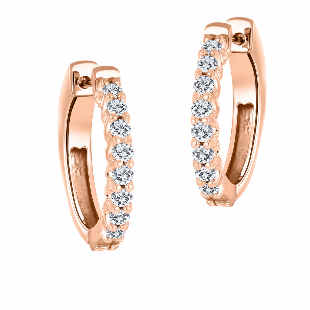 14K Rose Gold Round 0.50, Lab Grown, Diamond, Earrings