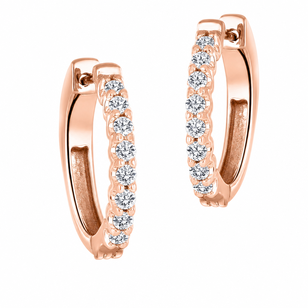 14K Rose Gold Round 1.00, Lab Grown, Diamond, Earrings