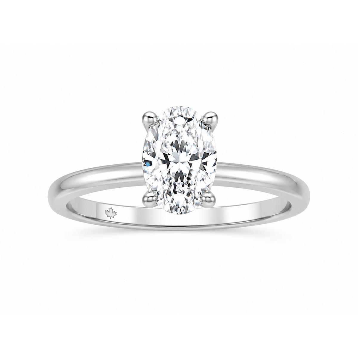 14K White Gold 0.50ctw Oval Lab Grown Solitare Diamond Engagement Ring