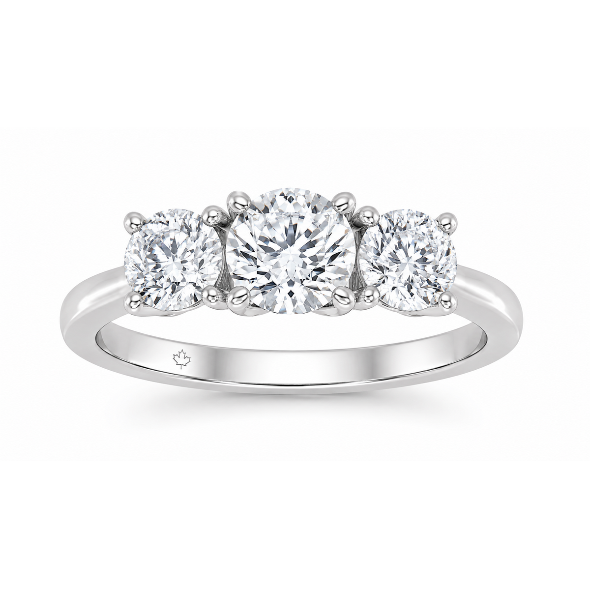14K White Gold 0.70ctw Round Lab Grown Three Stone Diamond Engagement Ring
