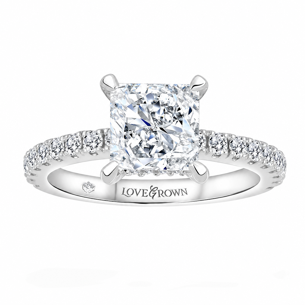 14K White Gold 0.75ctw Princess Lab Grown Tiffany Diamond Engagement Ring