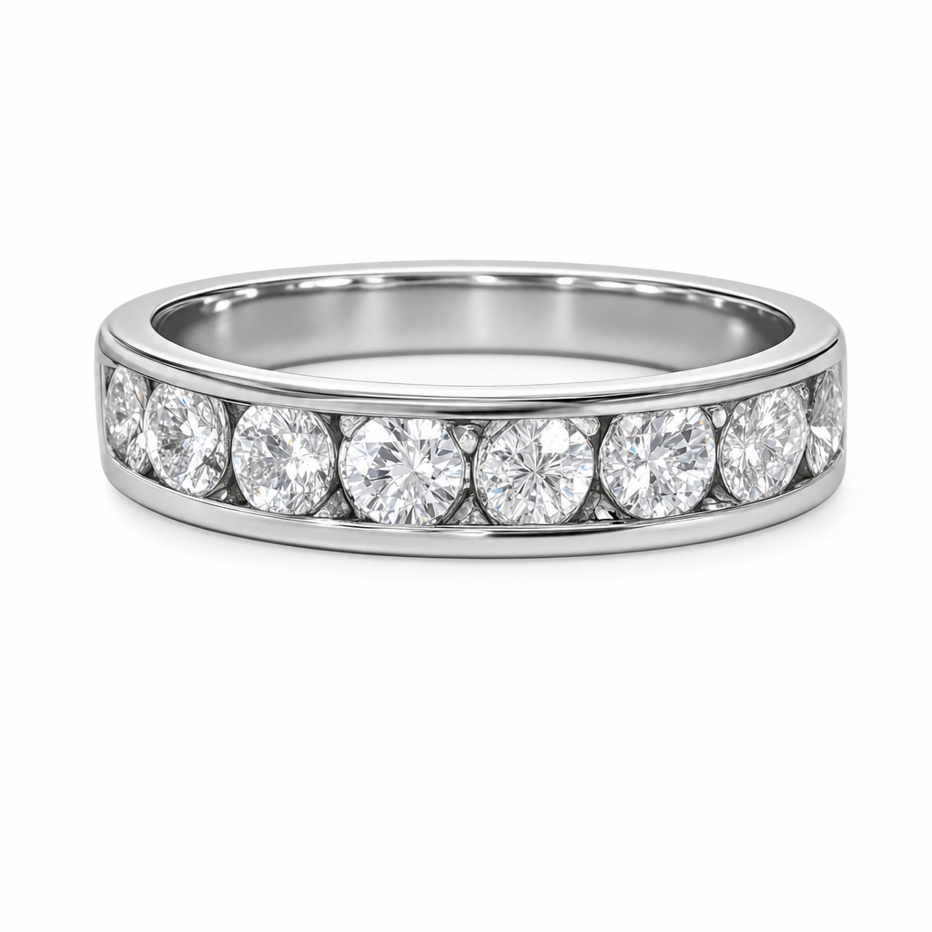 14K White Gold 0.75ctw Round Lab Grown Channel Set Diamond Women's Wedding Band