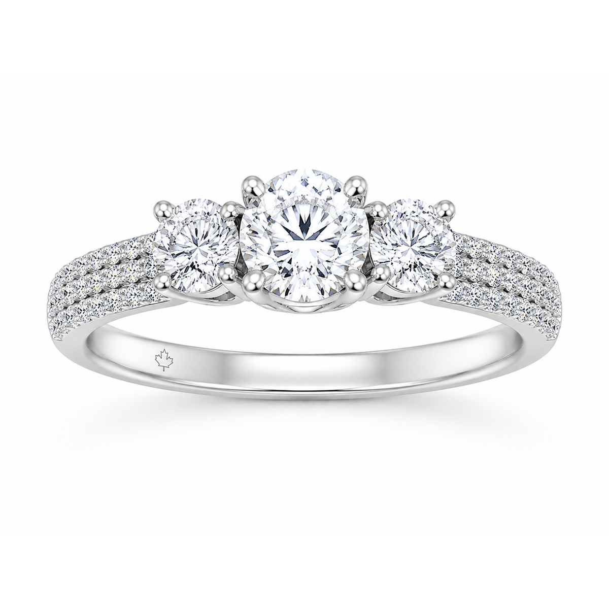 14K White Gold 1.20ctw Round Lab Grown Cathedral Set Diamond Engagement Ring