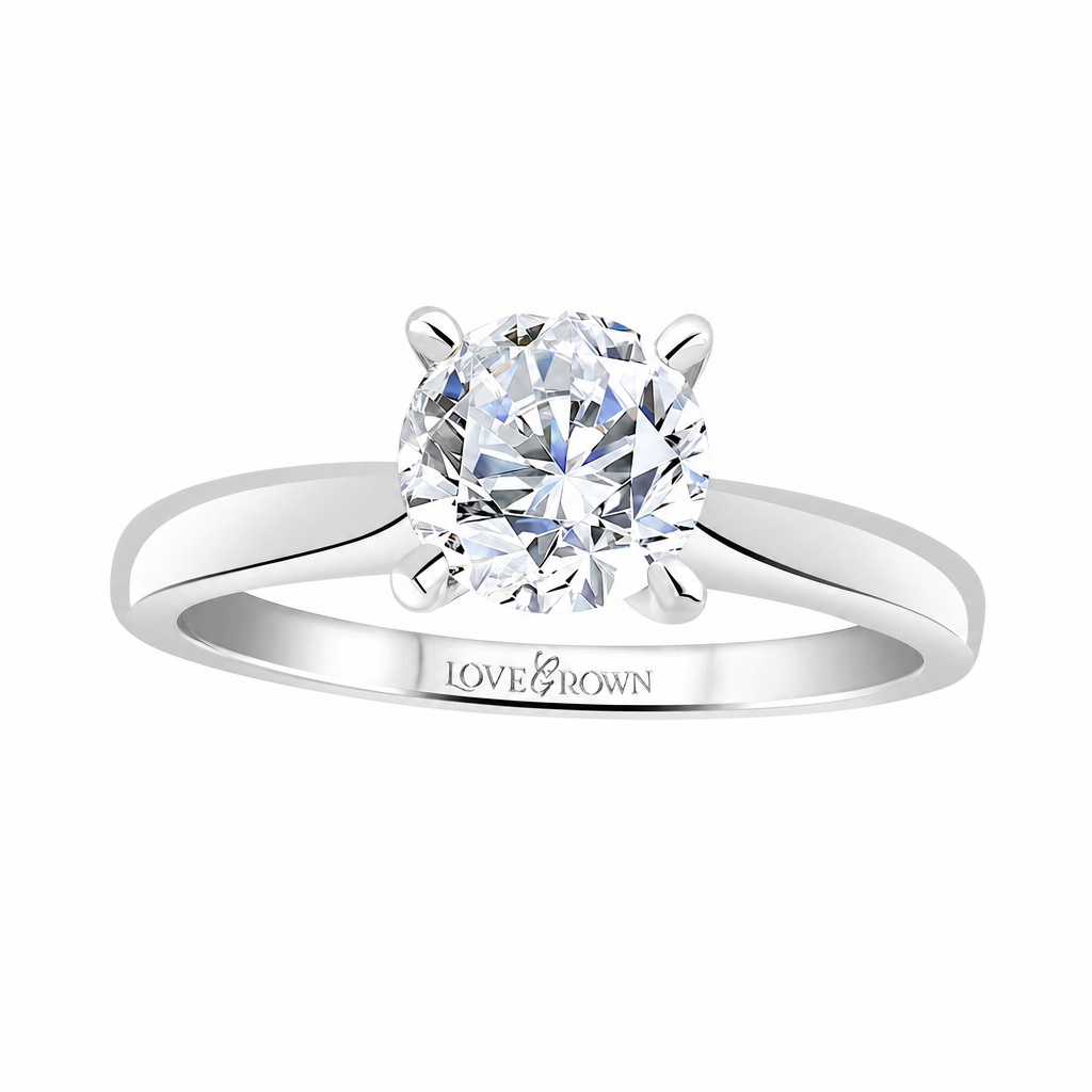 14K White Gold 1.27ctw Round Lab Grown Solitare Diamond Engagement Ring