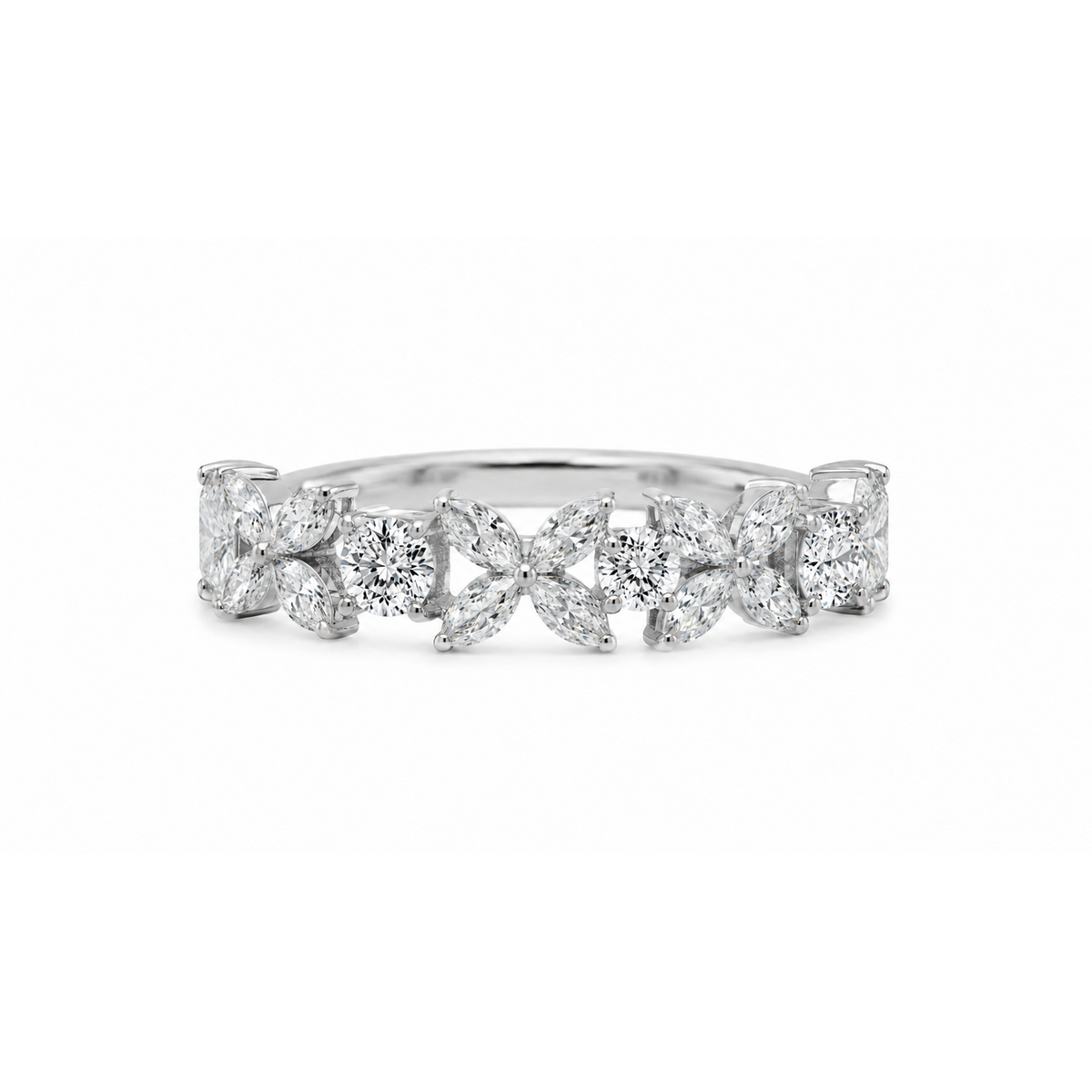14K White Gold 1.50ctw Marquise Lab Grown Half Anniversary Diamond Women's Wedding Band
