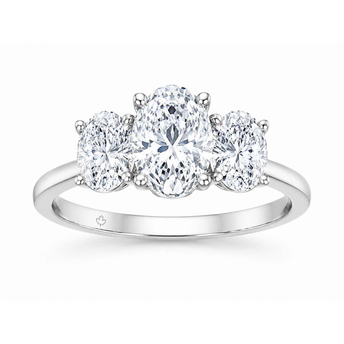 14K White Gold 1.50ctw Oval Lab Grown Three Stone Diamond Engagement Ring